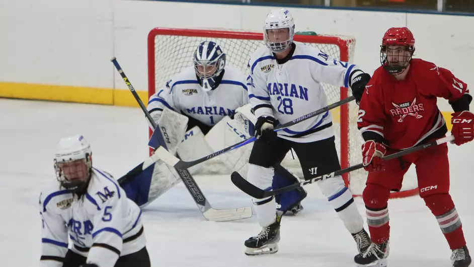 Men playing college hockey