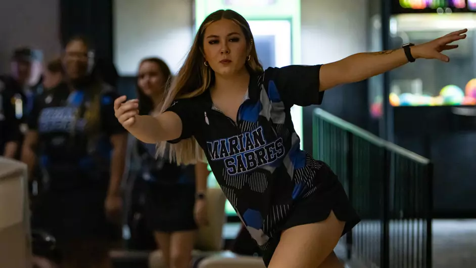 Women playing college bowling