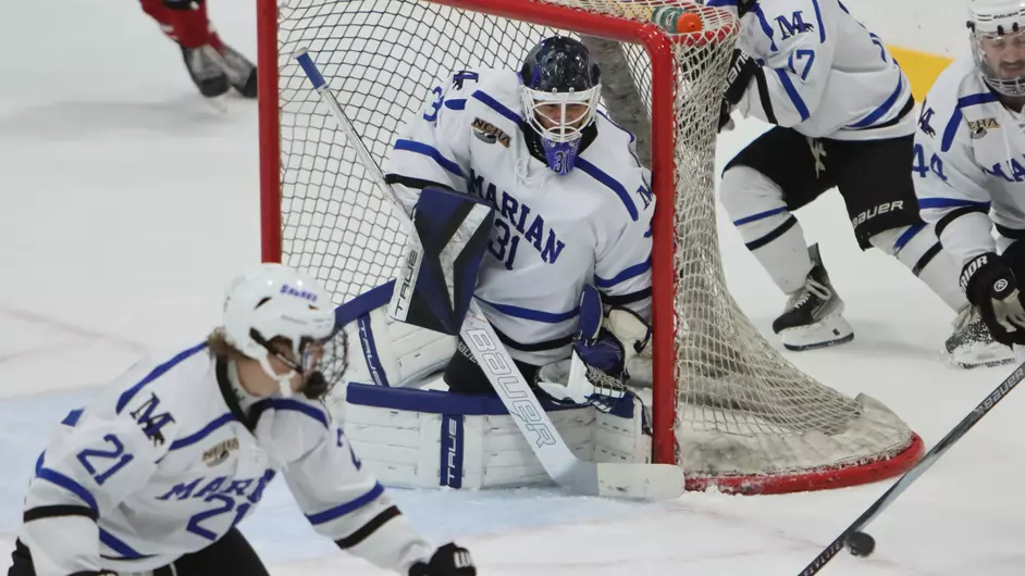 Men playing college hockey