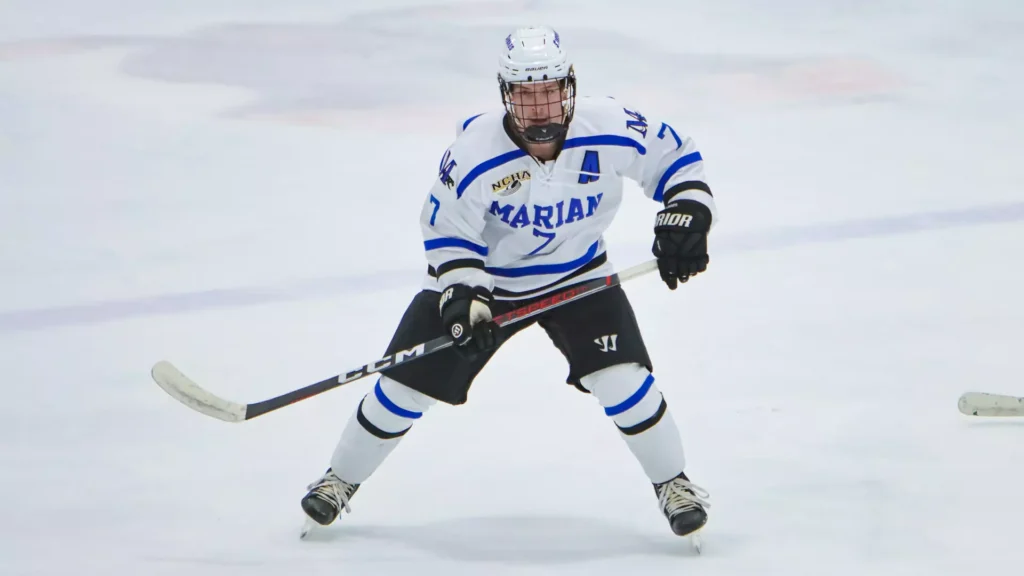 Men playing college hockey