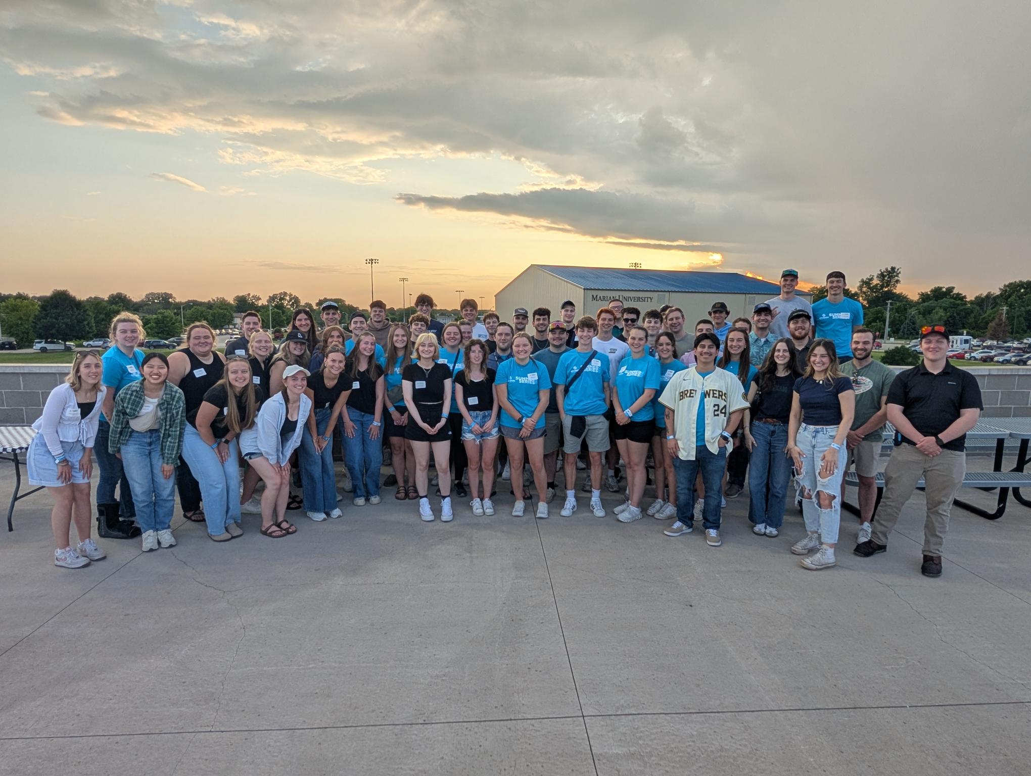 A large group at a baseball game