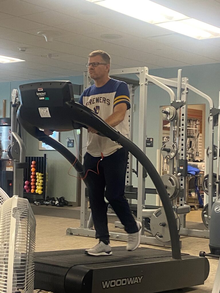 A man working out on a treadmill