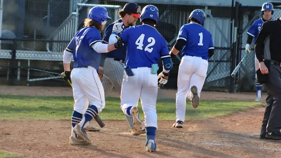 Men playing college baseball