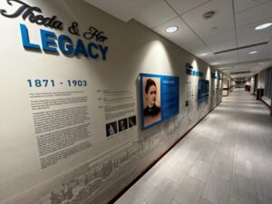 A hallway of donor names
