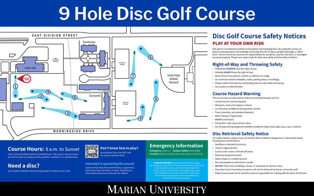 A map of a disc golf course
