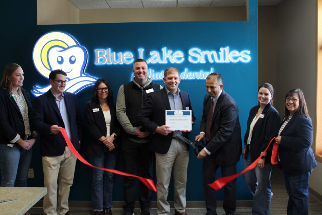 A group inside for a ribbon cutting
