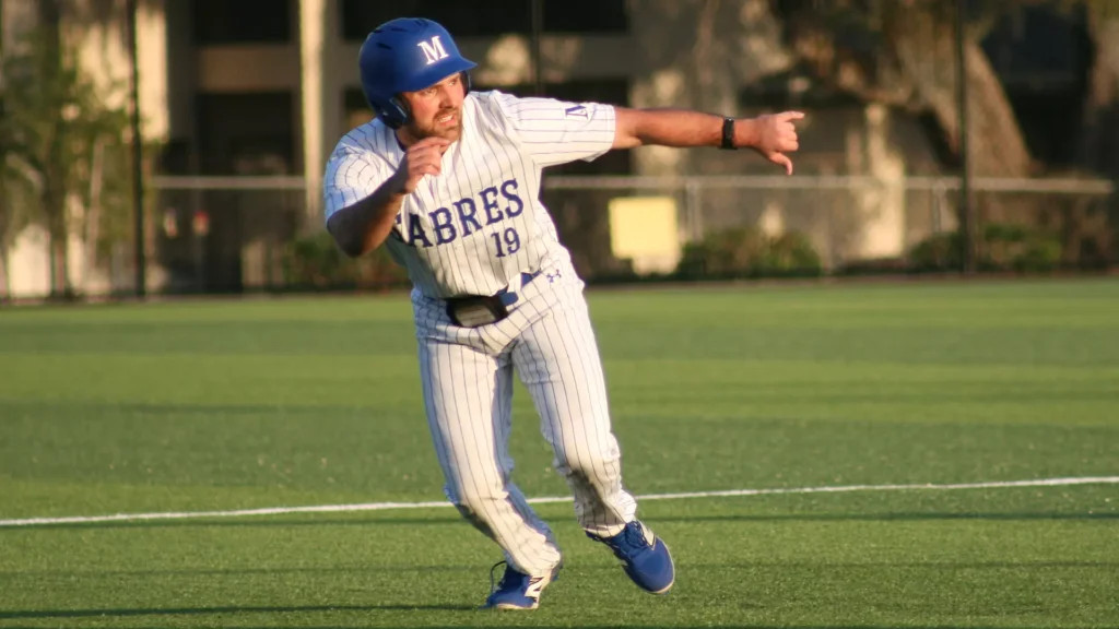 men playing college baseball