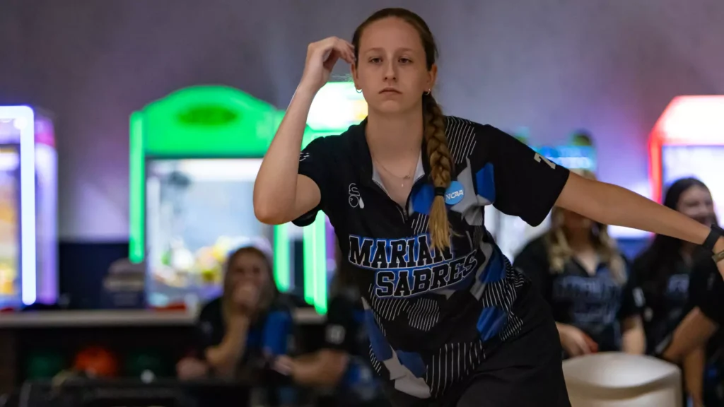 Women bowling for their college team