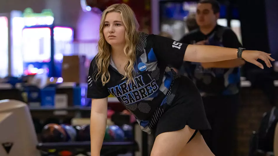 Women bowling for their college team