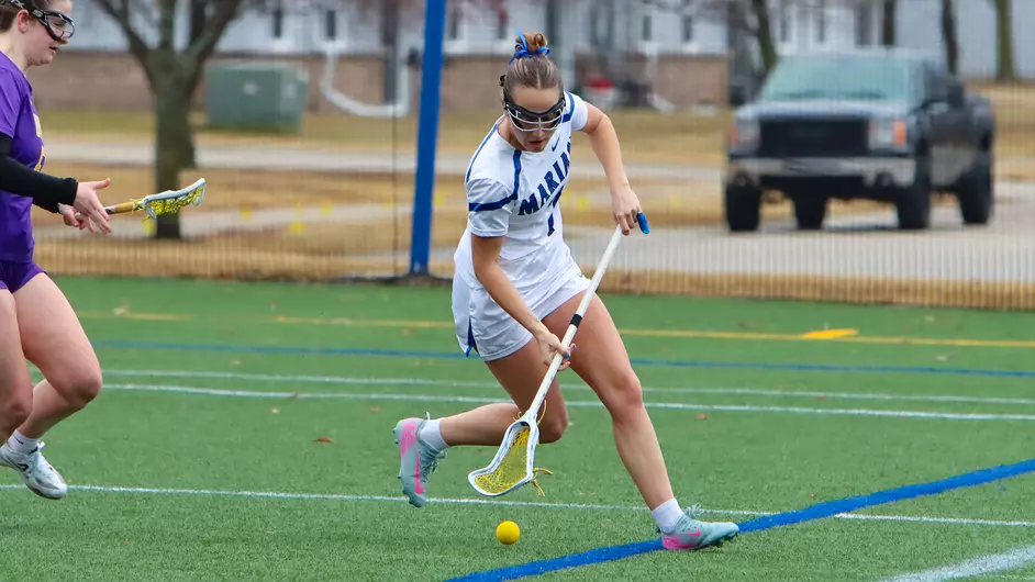 Female college lacrosse player