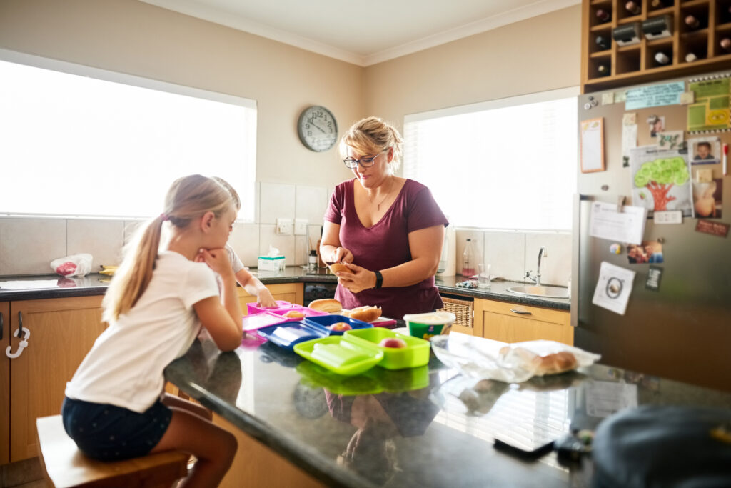 A mother and a child in the kitchen