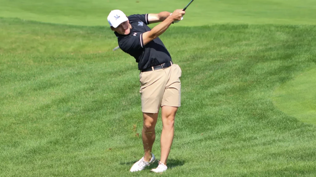 men playing college golf