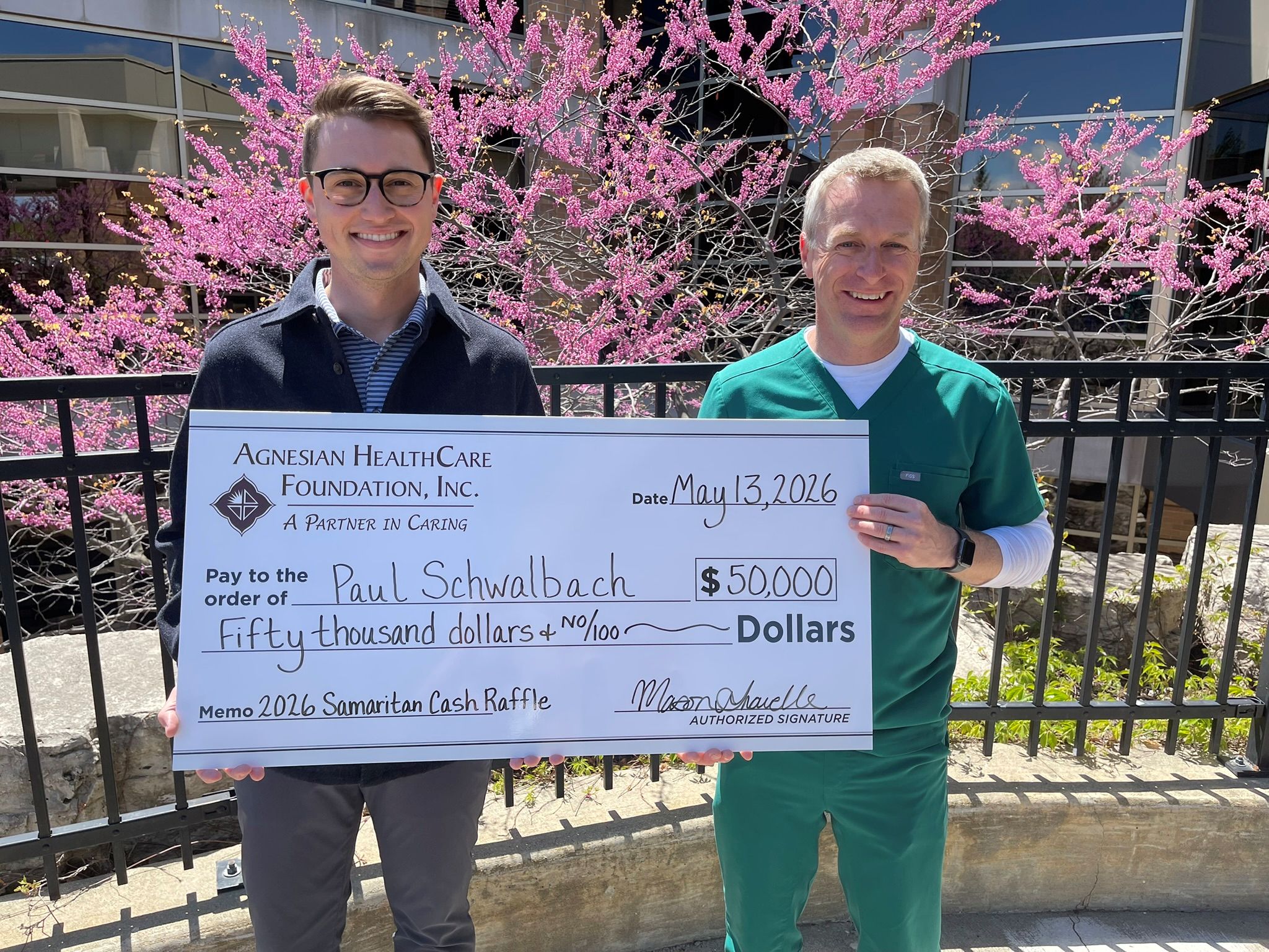 Recovery Cash Raffle Fond du Lac resident wins the Samaritan Cash Raffle grand prize ...