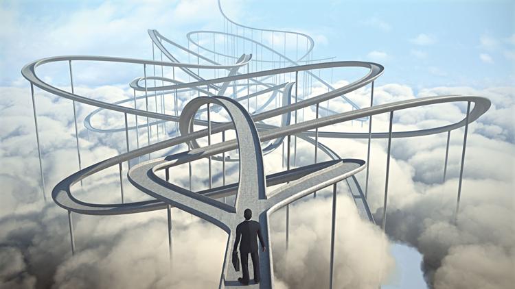 An icon looking at various paths on a road