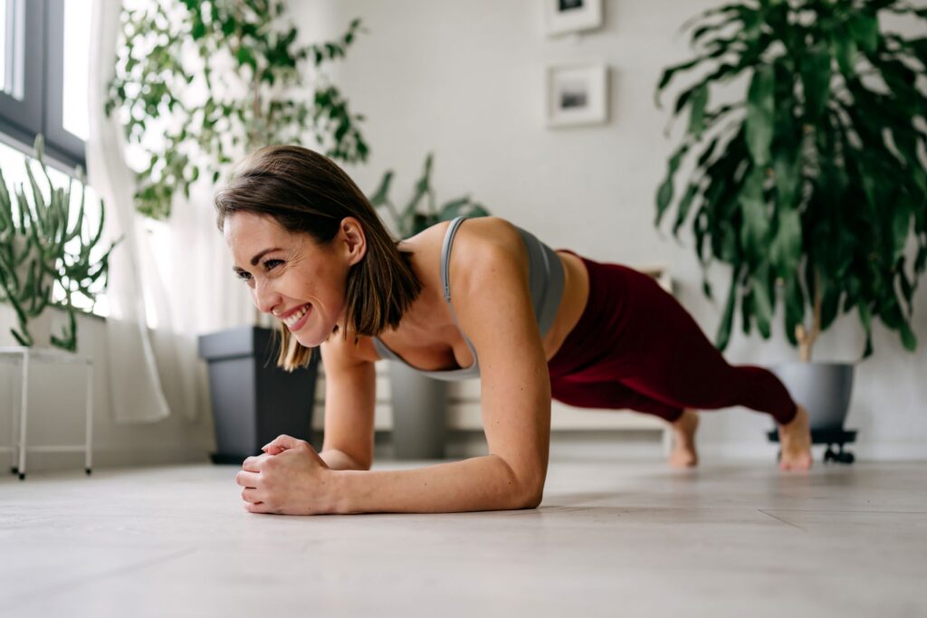 A woman doing a plank