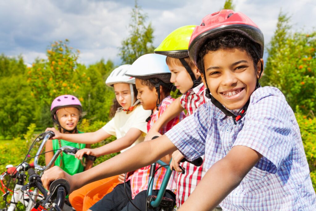 A group of kids on bikes