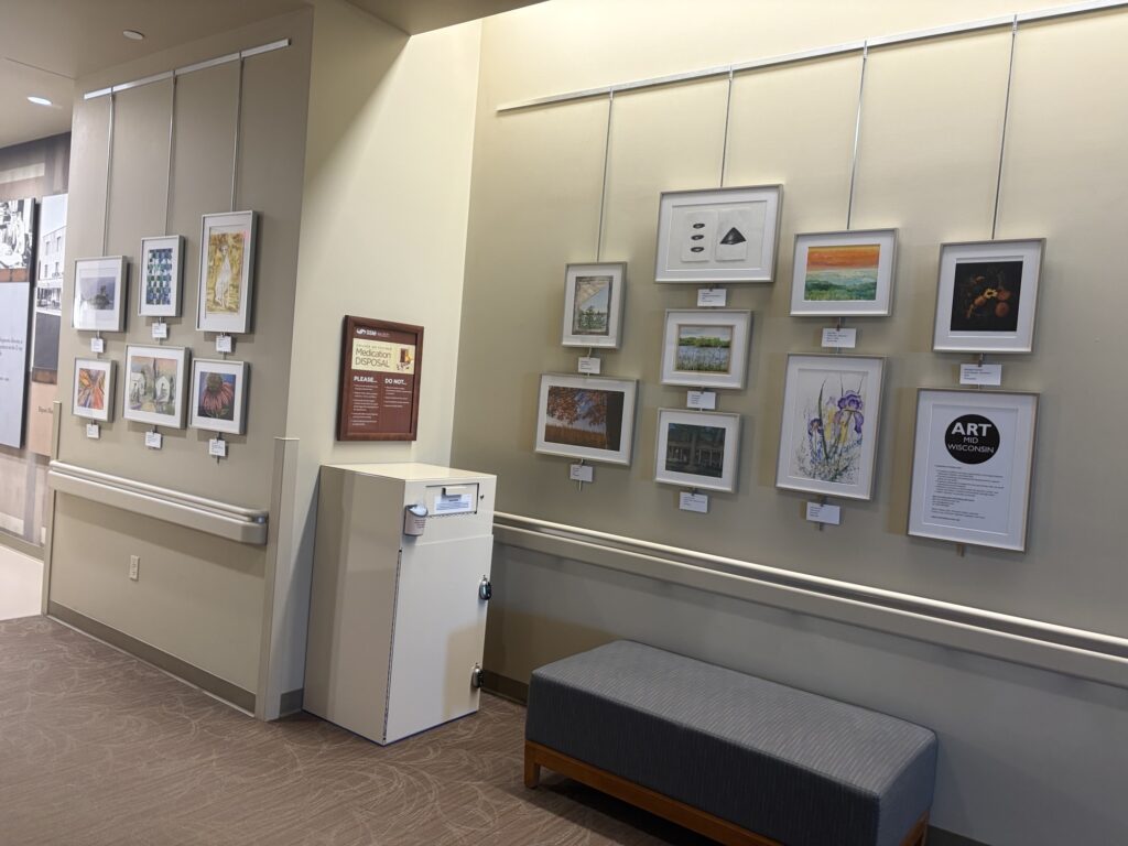 Art hanging in a hallway