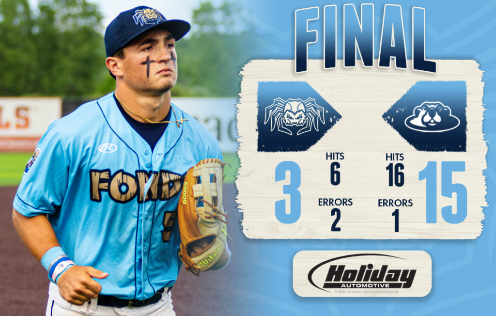 A baseball player with a final score