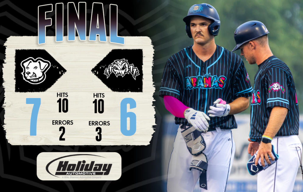 Baseball players with the final score