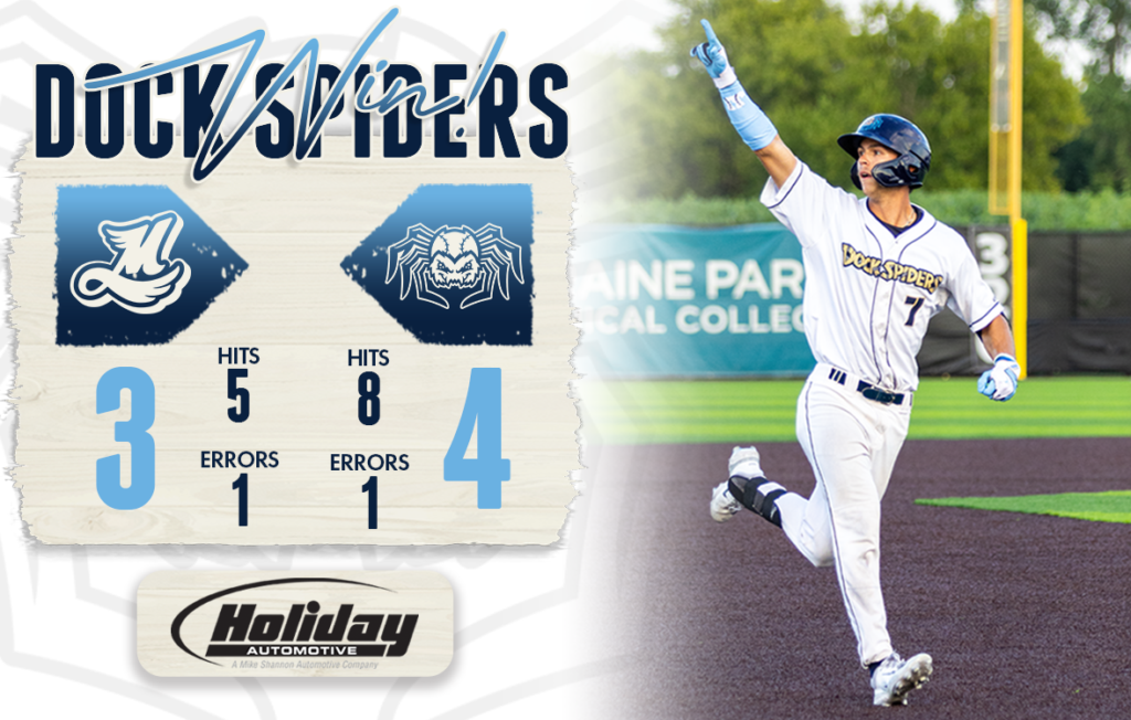 Baseball player running with final score