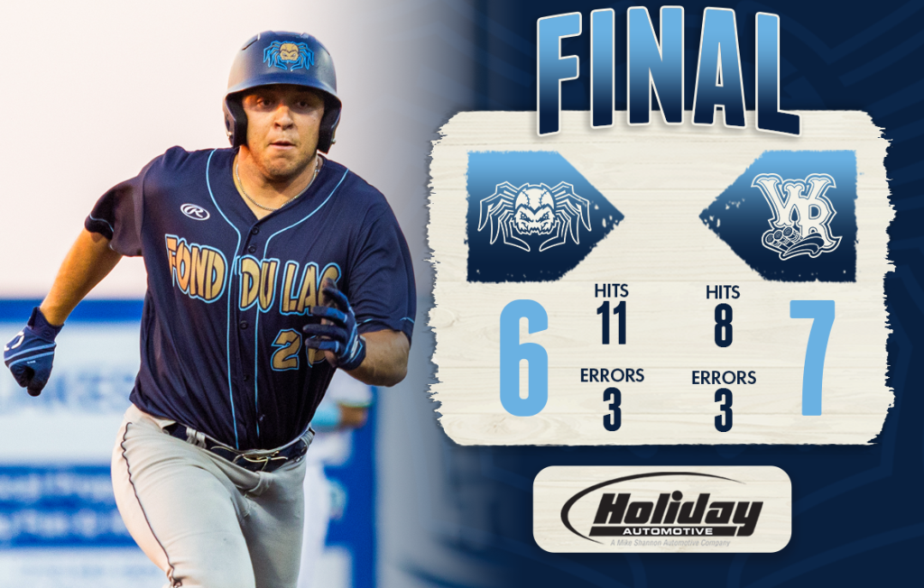 Baseball player running with final score