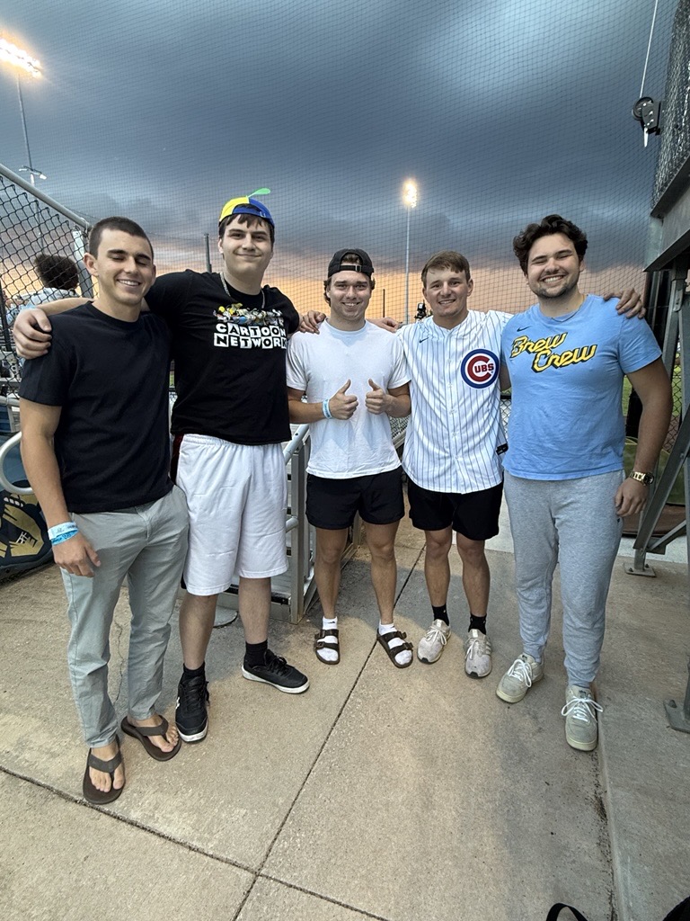 Six men at a baseball game