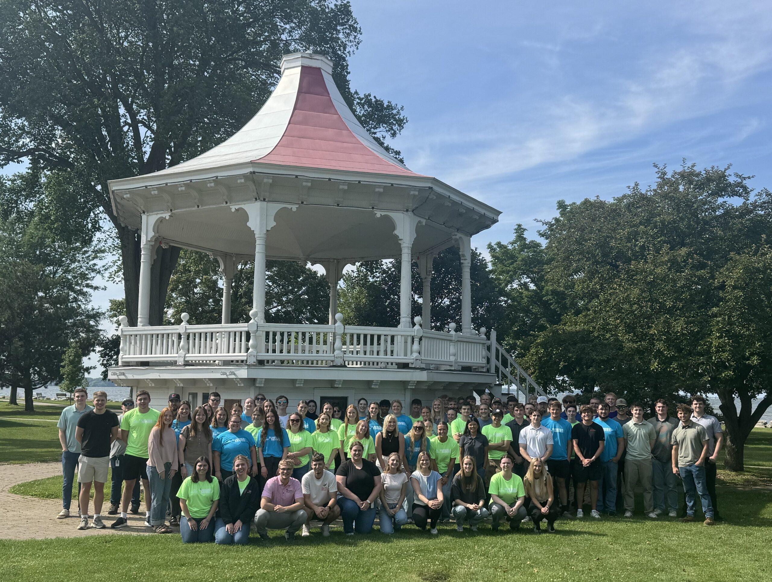 A large group outside at a park