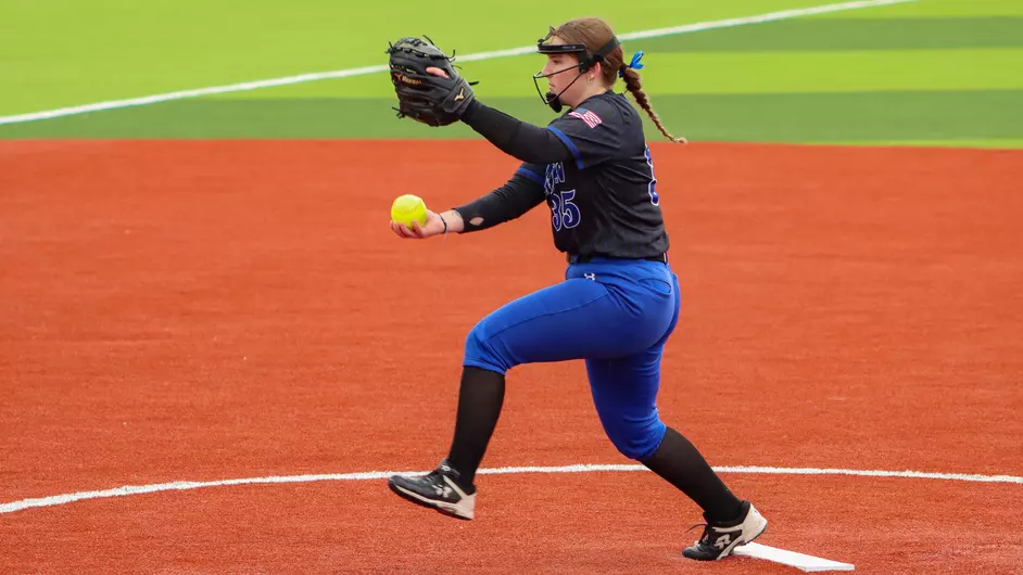 Women playing college softball