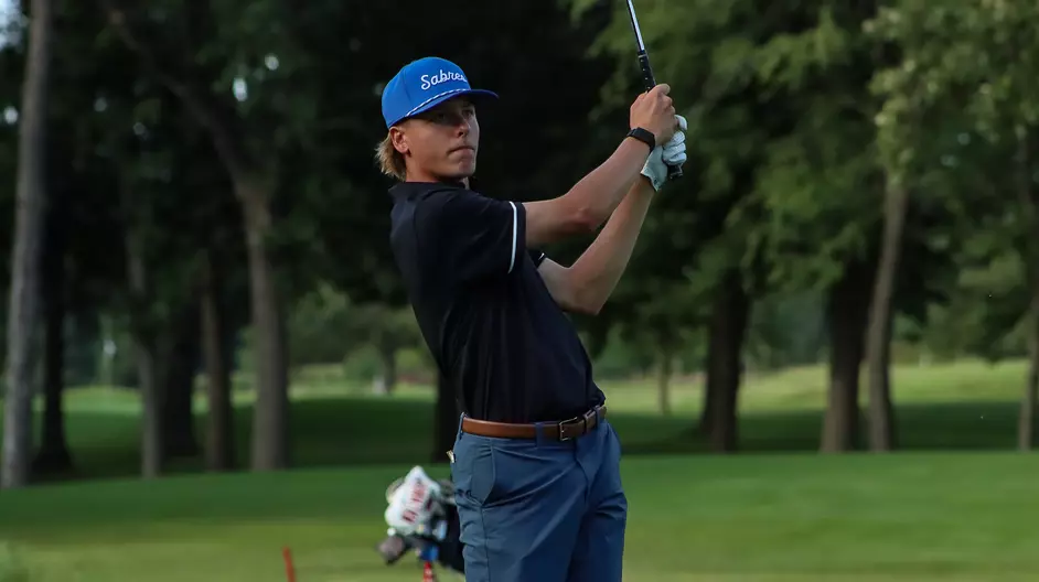 Men playing college golf