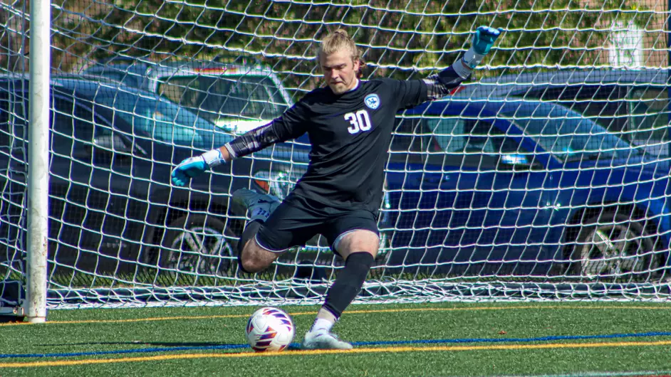 Men playing college soccer