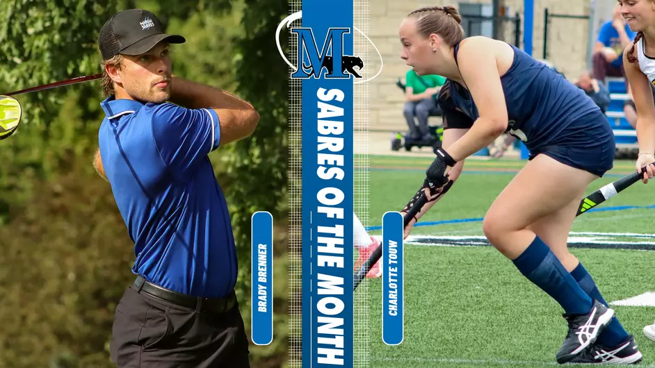 A male golfer and a female field hockey player